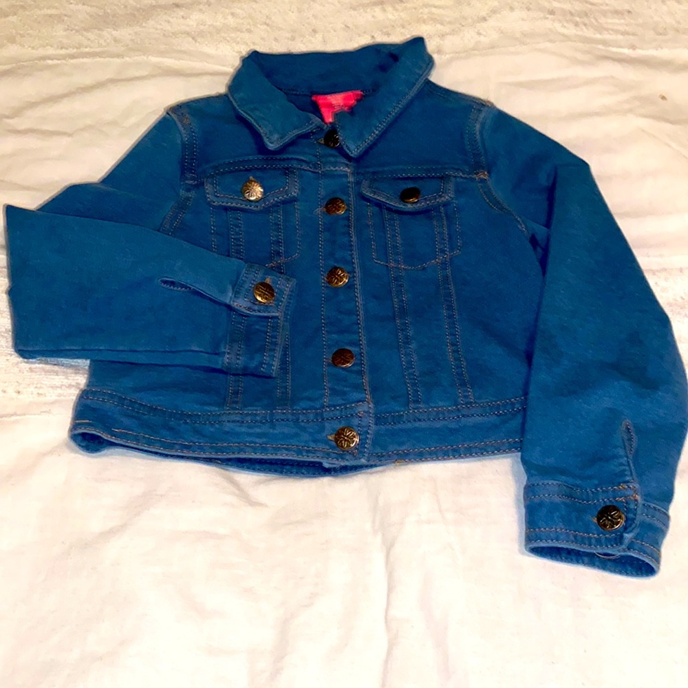 EUC Isaac Mizrahi NY cotton-blend faux-denim jean jacket, size 5/6! Classic!